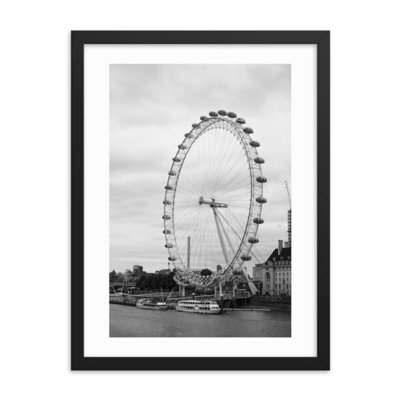 Black and White London Eye Framed Print