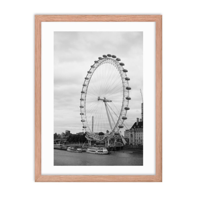 Black and White London Eye Framed Print - Image 4